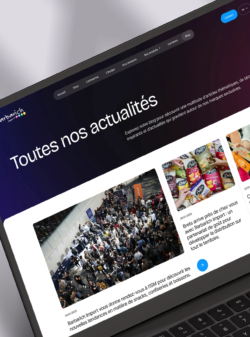 Page des actualités de Barbarich Import présentant les prochains contenus publiés.