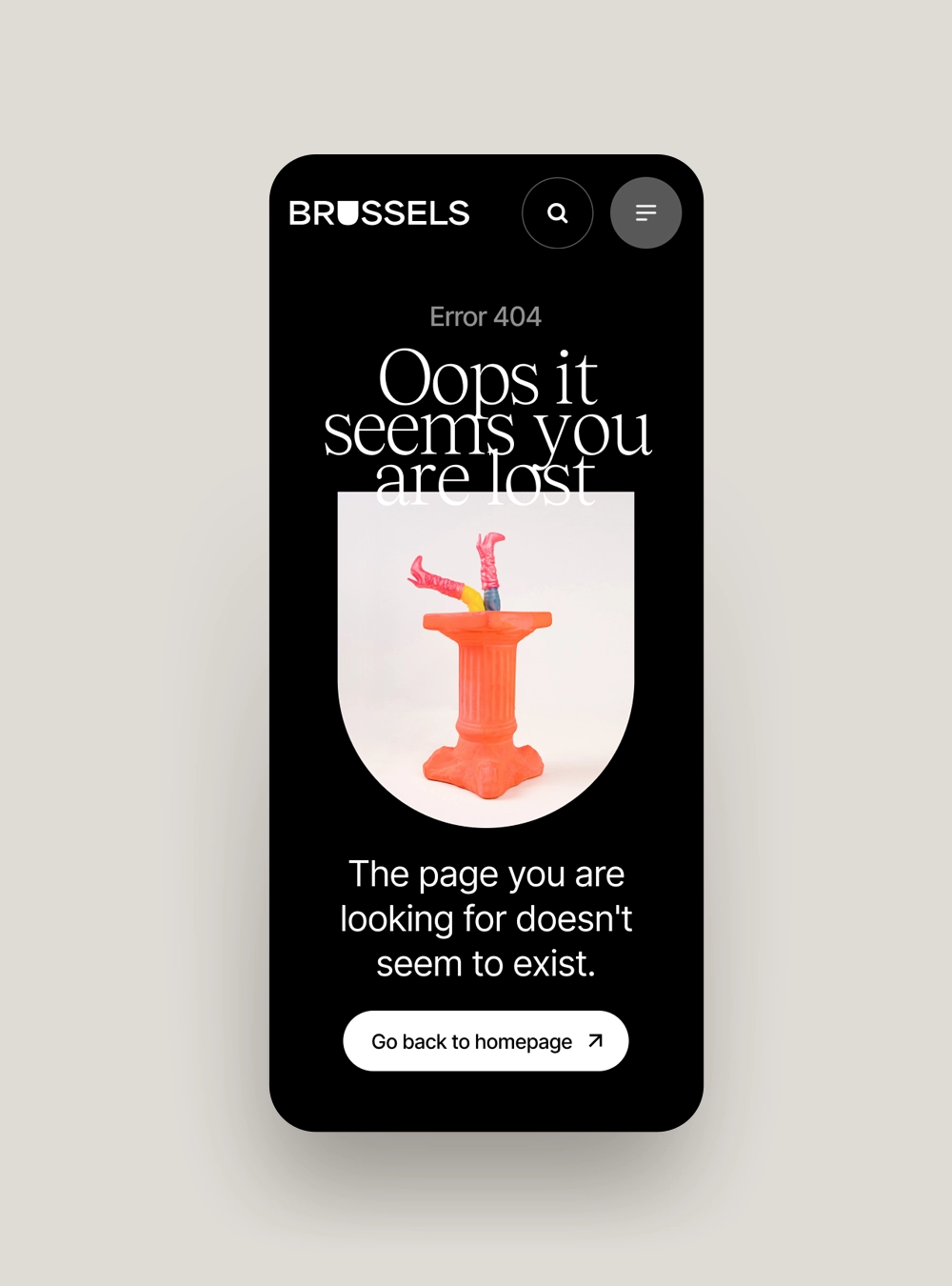 Page « Erreur 404 » avec un appel à l’action invitant à retourner sur la page d’accueil.