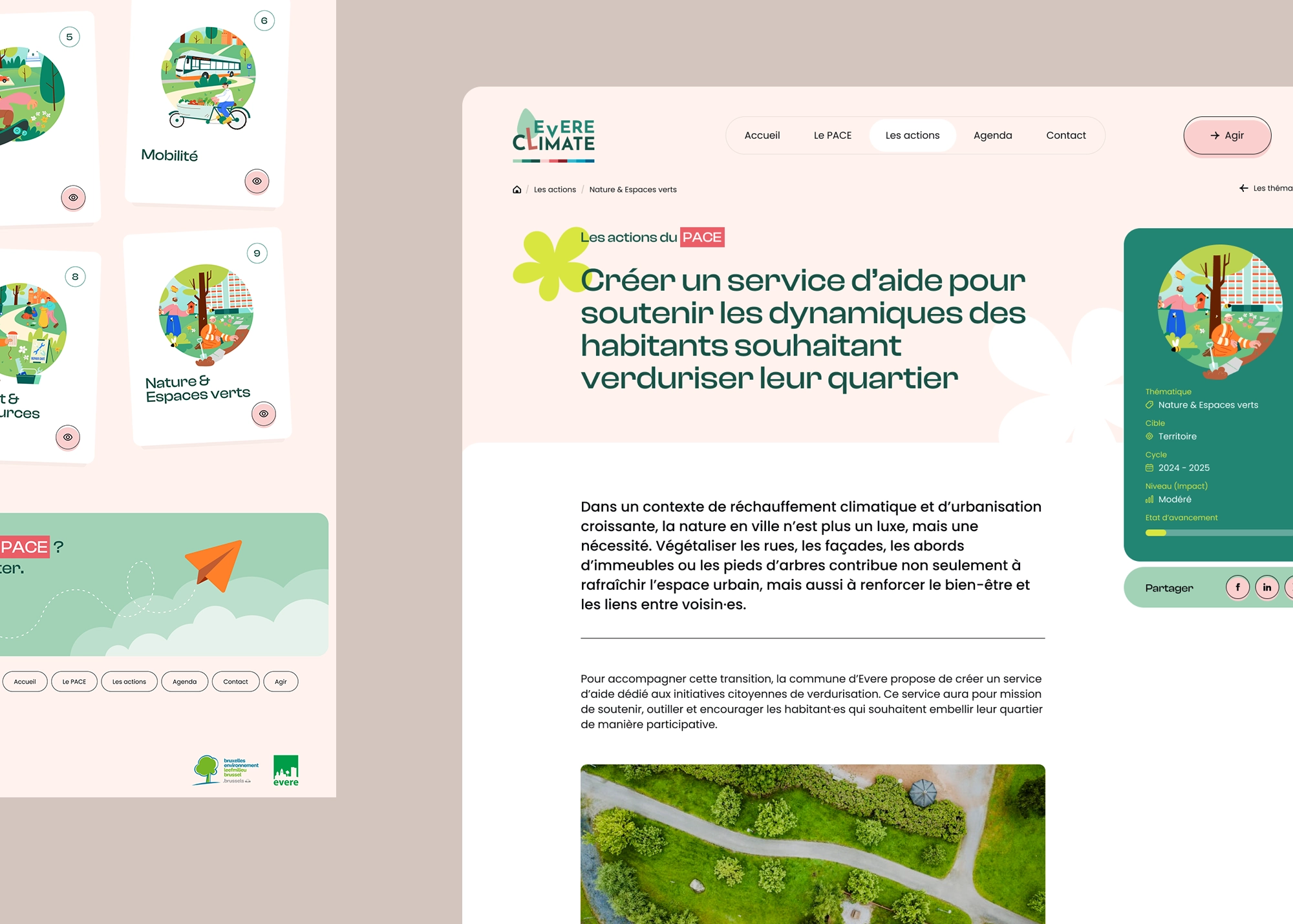 Page détaillée d’une action « Nature et espaces verts » consacrée à l’accompagnement des habitants souhaitant verdir leur quartier.